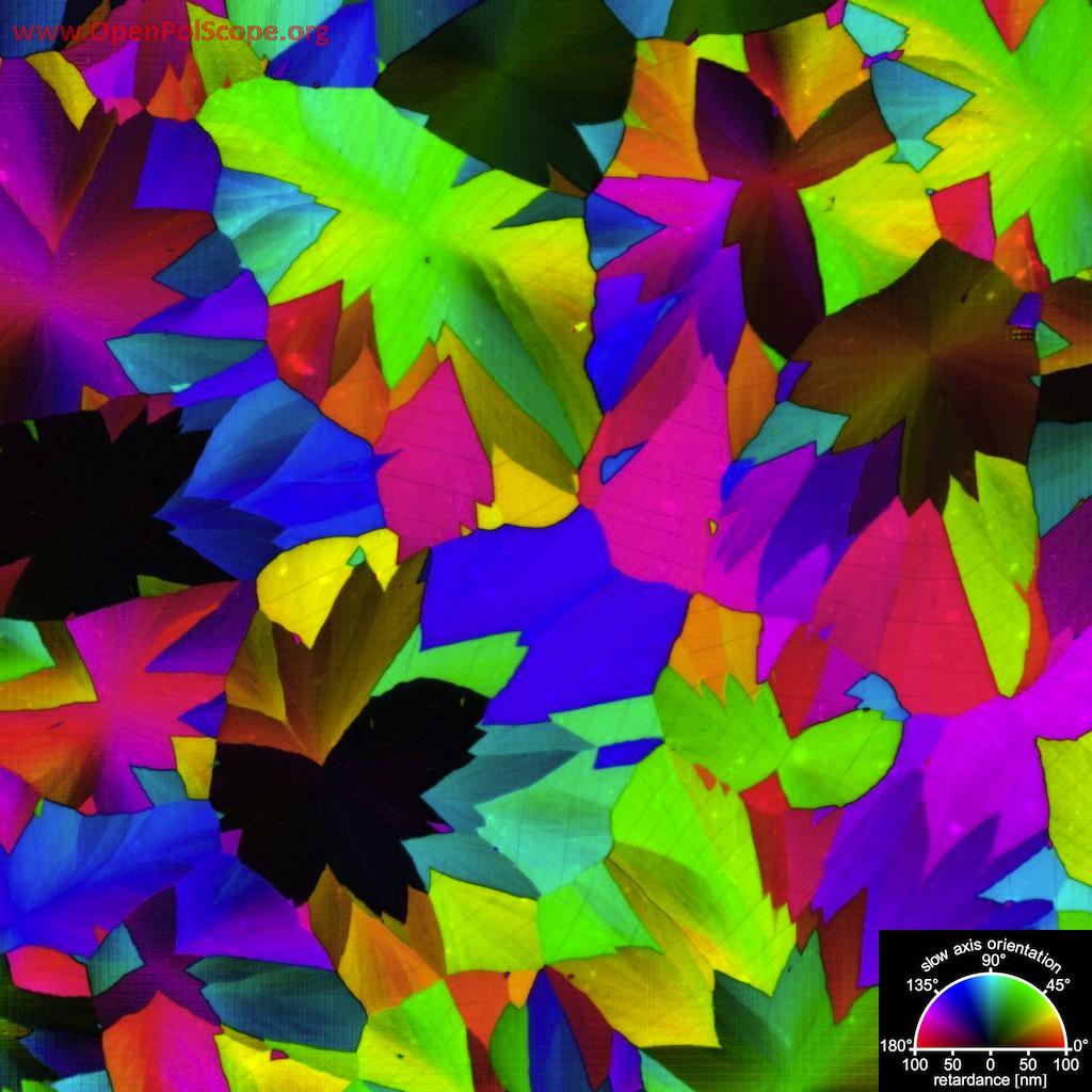 Calcite crystal imaged in Birefringence mode
